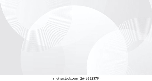 Weiße geometrische abstrakte Hintergrund Überlappungsschicht auf hellen Raum mit Linien Effekt Dekoration. Modernes grafisches Design Element Kreise Stil Konzept für Banner.
