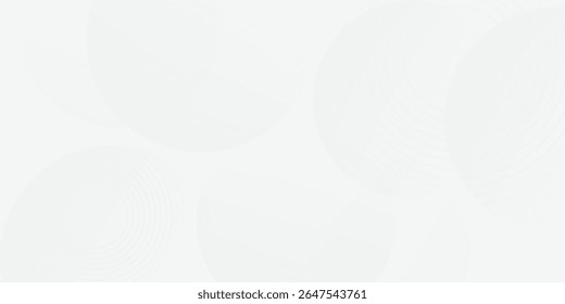 White geometric abstract background overlap layer on bright space with lines effect decoration. Modern graphic design element circles style concept for banner, modern