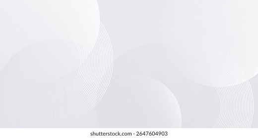 O plano de fundo abstrato geométrico branco sobrepõe a camada no espaço brilhante com a decoração de efeito de linhas. Design gráfico moderno circula o conceito de estilo para banner.
