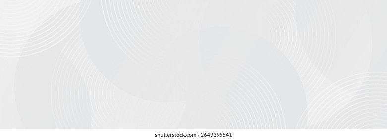 White geometric abstract background overlap layer on bright space with lines effect decoration. Modern graphic design element circles style concept for banner.