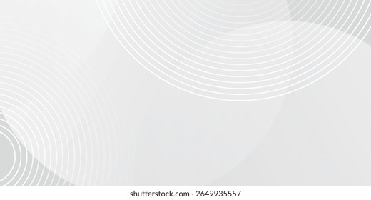 White geometric abstract background overlap layer on bright space with lines effect decoration. Modern graphic design element circles style concept for banner.