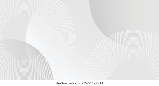 White geometric abstract background overlap layer on bright space with lines effect decoration. Modern graphic design element circles style concept for banner,