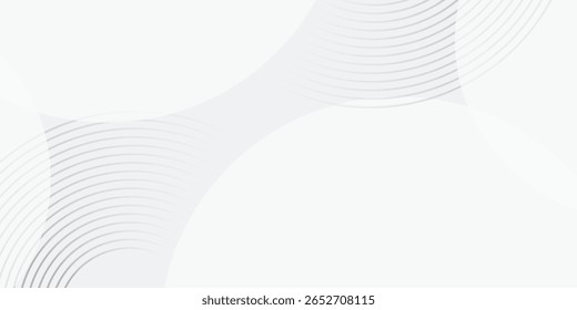 O plano de fundo abstrato geométrico branco sobrepõe a camada no espaço brilhante com a decoração de efeito de linhas. Design gráfico moderno elemento círculos conceito de estilo para banner, artes vetoriais modernas