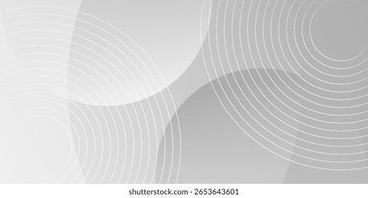White geometric abstract background overlap layer on bright space with lines effect decoration. Modern graphic design element circles style concept for banner.