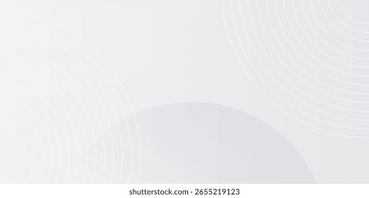 White geometric abstract background overlap layer on bright space with lines effect decoration. Modern graphic design element circles style concept for banner.