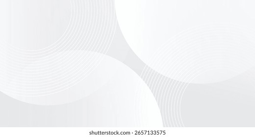 White geometric abstract background overlap layer on bright space with lines effect decoration. Modern graphic design element circles style concept for banner.
