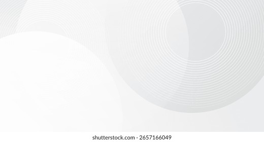White geometric abstract background overlap layer on bright space with lines effect decoration. Modern graphic design element circles style concept for banner, modern vector arts