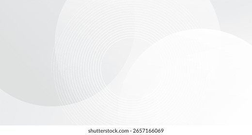 White geometric abstract background overlap layer on bright space with lines effect decoration. Modern graphic design element circles style concept for banner, modern vector arts