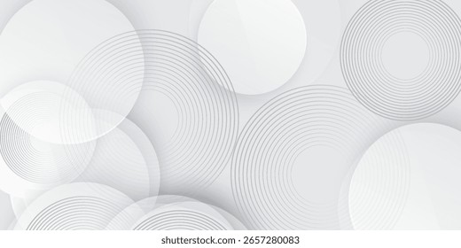 El fondo abstracto geométrico blanco se superpone en el espacio brillante con la decoración del efecto de las líneas. Concepto moderno del estilo de los círculos del elemento de Diseño gráfico para el Anuncio, Artes vectoriales modernos