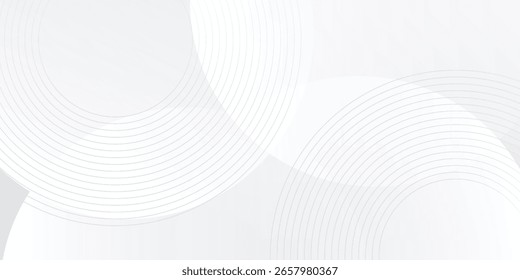 White geometric abstract background overlap layer on bright space with lines effect decoration. Modern graphic design element circles style concept for banner.