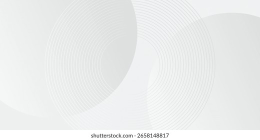 Weiße geometrische abstrakte Hintergrund Überlappungsschicht auf hellen Raum mit Linien Effekt Dekoration. Modernes Grafikdesign Element Kreise Stilkonzept für Banner, modernes Design