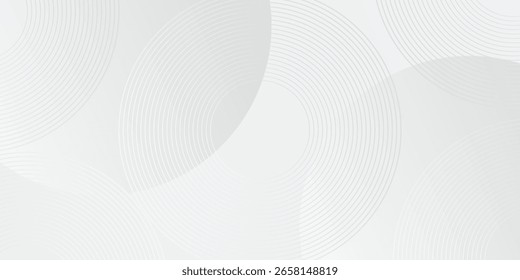 Weiße geometrische abstrakte Hintergrund Überlappungsschicht auf hellen Raum mit Linien Effekt Dekoration. Modernes grafisches Design Element Kreise Stil Konzept für Banner, Website