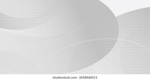 O plano de fundo abstrato geométrico branco sobrepõe a camada no espaço brilhante com a decoração de efeito de linhas. Círculos de elementos gráficos modernos