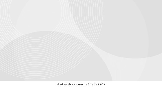White geometric abstract background overlap layer on bright space with lines effect decoration. Modern graphic design element circles style concept for banner.