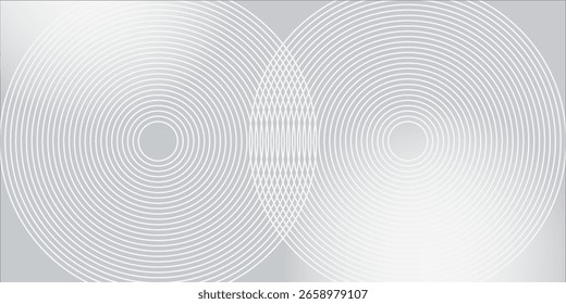 White geometric abstract background overlap layer on bright space with lines effect decoration. Modern graphic design element circles style concept for banner.