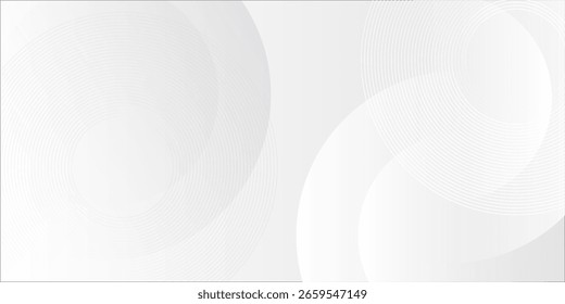 White geometric abstract background overlap layer on bright space with lines effect decoration. Modern graphic design element circles style concept for banner.