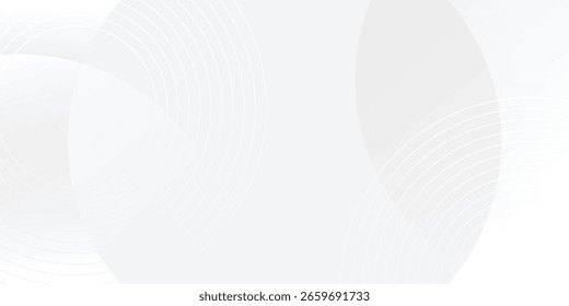 White geometric abstract background overlap layer on bright space with lines effect decoration. Modern graphic design element circles style concept for banner.