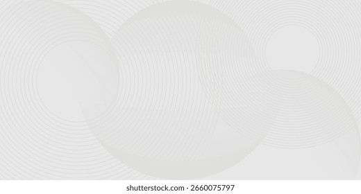 White geometric abstract background overlap layer on bright space with lines effect decoration. Modern graphic design element circles style concept for banner. Vector background.