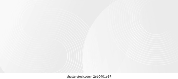 O plano de fundo abstrato geométrico branco sobrepõe a camada no espaço brilhante com a decoração de efeito de linhas. Design gráfico moderno circula o conceito de estilo para banner.