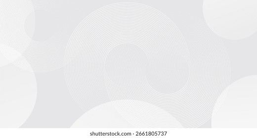 El fondo abstracto geométrico blanco se superpone en el espacio brillante con la decoración del efecto de las líneas. Concepto moderno del estilo de los círculos del elemento del Diseño gráfico para el Anuncio.