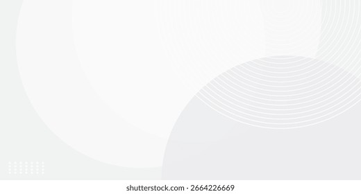 White geometric abstract background overlap layer on bright space with lines effect decoration. Modern graphic design element circles style concept for banner.