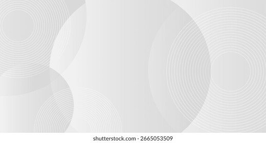 White geometric abstract background overlap layer on bright space with lines effect decoration. Modern graphic design element circles style concept for banner.