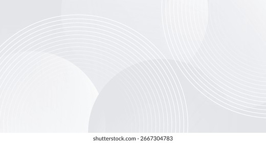 White geometric abstract background overlap layer on bright space with lines effect decoration. Modern graphic design element circles style concept for banner.
