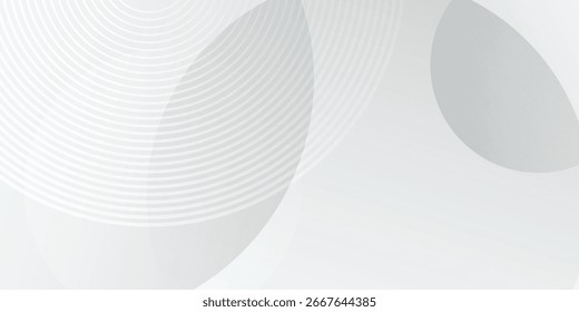 O plano de fundo abstrato geométrico branco sobrepõe a camada no espaço brilhante com a decoração de efeito de linhas. Elemento de design gráfico moderno círculos estilo conceittechnology conceito.