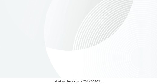 White geometric abstract background overlap layer on bright space with lines effect decoration. Modern graphic design element circles style concepttechnology concept.