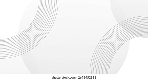 O plano de fundo abstrato geométrico branco sobrepõe a camada no espaço brilhante com a decoração de efeito de linhas. Conceito de estilo de círculos de elementos de design gráfico moderno para
