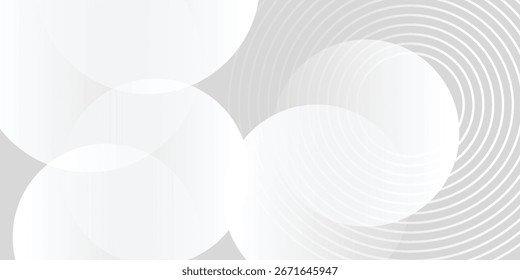 O plano de fundo abstrato geométrico branco sobrepõe a camada no espaço brilhante com a decoração de efeito de linhas. Elemento de design gráfico moderno círculos estilo vetor abstrato moderno
