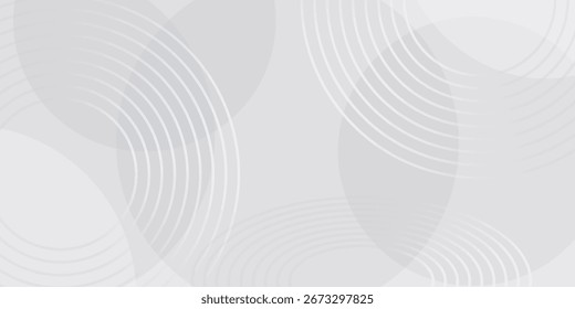 Weiße geometrische abstrakte Hintergrund Überlappungsschicht auf hellen Raum mit Linien Effekt Dekoration. Modernes Grafikdesign kreist Stilkonzept für Banner.