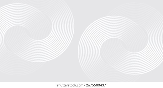 Weiße geometrische abstrakte Hintergrund Überlappungsschicht auf hellen Raum mit Linien Effekt Dekoration. Modernes Grafikdesign Element Kreise Stil MODERNER HINTERGRUND