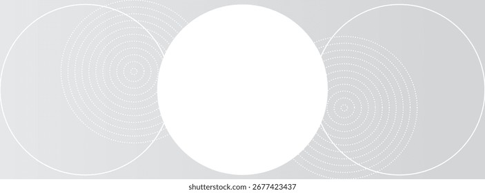 White geometric abstract background overlap layer on bright space with lines effect decoration. Modern graphic design element circles style concept for banner