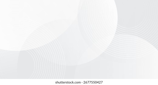 White geometric abstract background overlap layer on bright space with lines effect decoration. Modern graphic design element circles style concept for banner.