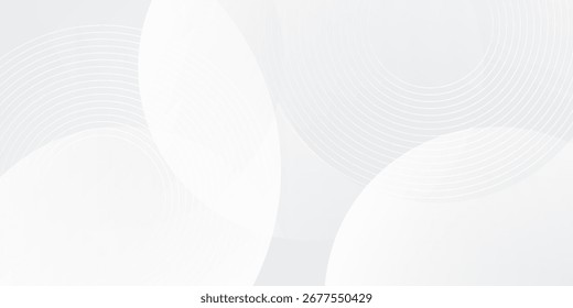 White geometric abstract background overlap layer on bright space with lines effect decoration. Modern graphic design element circles style concept for banner.