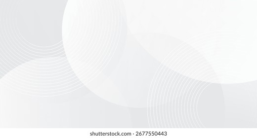 Weiße geometrische abstrakte Hintergrund Überlappungsschicht auf hellen Raum mit Linien Effekt Dekoration. Modernes grafisches Design Element Kreise Stil Konzept für Banner.