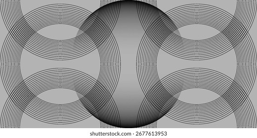 El fondo abstracto geométrico blanco se superpone en el espacio brillante con la decoración del efecto de las líneas. Concepto moderno del estilo de los círculos del elemento del Diseño gráfico para el Anuncio.