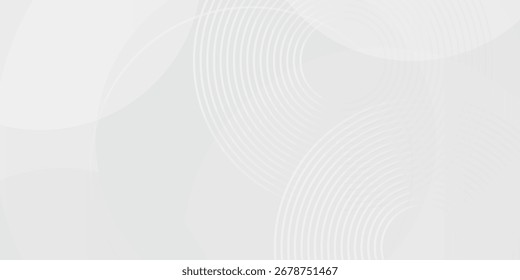 Weiße geometrische abstrakte Hintergrund Überlappungsschicht auf hellen Raum mit Linien Effekt Dekoration. Modernes grafisches Design Element Kreise Stil Konzept für Banner.