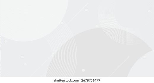 White geometric abstract background overlap layer on bright space with lines effect decoration. Modern graphic design element circles style concept for banner.