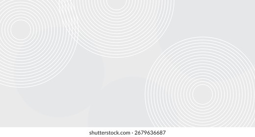 White geometric abstract background overlap layer on bright space with lines effect decoration. Modern graphic design element circles style concept for banner.