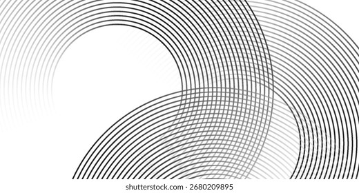 O plano de fundo abstrato geométrico branco sobrepõe a camada no espaço brilhante com a decoração de efeito de linhas. Conceito de estilo de círculos de elementos de design gráfico moderno