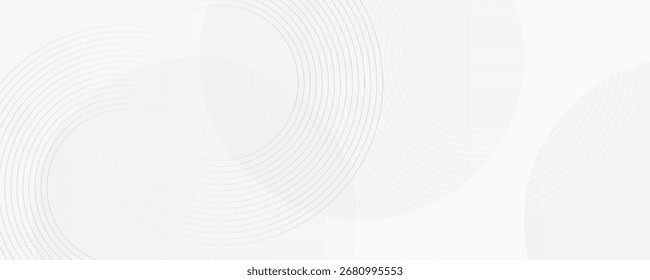 White geometric abstract background overlap layer on bright space with lines effect decoration. Modern graphic design element circles style concept for banner, modern vector arts