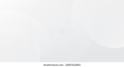 White geometric abstract background overlap layer on bright space with lines effect decoration. Modern graphic design element circles style concept for banner, modern vector arts