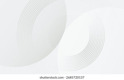 Weiße geometrische abstrakte Hintergrund Überlappungsschicht auf hellen Raum mit Linien Effekt Dekoration. Modernes Grafikdesign Element Kreise Stil Konzept für Banner, moderne Vektorgrafiken