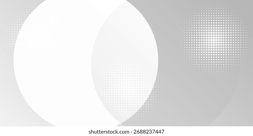 O plano de fundo abstrato geométrico branco sobrepõe a camada no espaço brilhante com a decoração de efeito de linhas. Círculos de elementos gráficos modernos