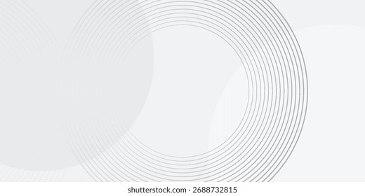 White geometric abstract background overlap layer on bright space with lines effect decoration. Modern graphic design element circles style concept.