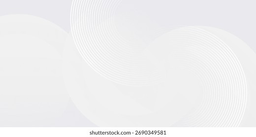 White geometric abstract background overlap layer on bright space with lines effect decoration. Modern graphic design element circles style concept for banner.