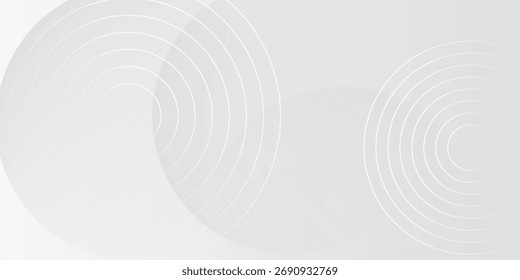 White geometric abstract background overlap layer on bright space with lines effect decoration. Modern graphic design element circles style concept for banner.