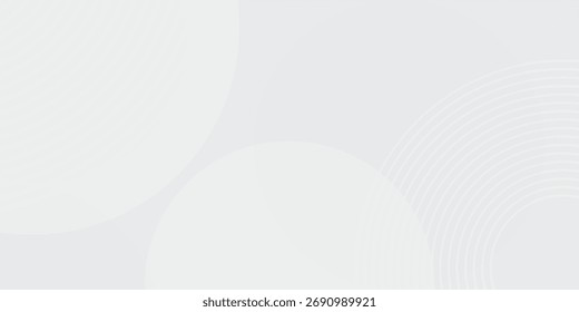 White geometric abstract background overlap layer on bright space with lines effect decoration. Modern graphic design element circles style concept for banner.